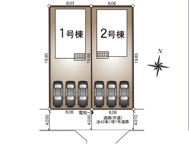 宮崎市島之内第12-2棟（2号棟）の区画図|配置図（2号棟）