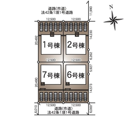 宮崎市恒久第14-4棟（2号棟）の区画図|配置図（2号棟）