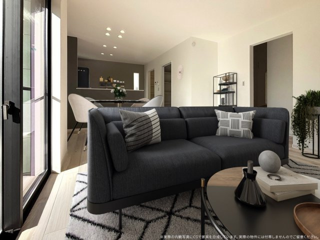 【居間・リビング】 | 【LDK　CG家具設置イメージ】
※画像に含まれる家具家電はCGで作成したイメージです。実際の物件には付帯しません。