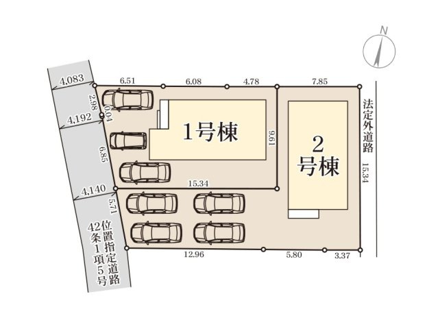 熊本市北区麻生田5丁目第7-2棟（2号棟）の区画図|配置図（2号棟）