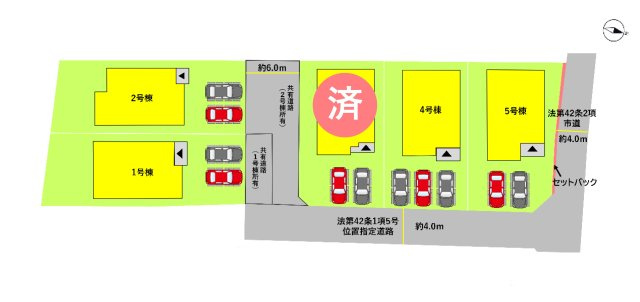 熊本市中央区琴平2丁目第2-5棟（1号棟）　の区画図|配置図（1号棟）