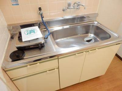 さくらマンションのキッチン|ガスコンロ付