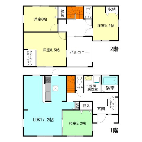 【間取り】 | リーブルガーデン.S前橋市北代田町第6ー① | 玄関には嬉しいシューズインクローク完備！
2階ホールから直接アクセスできるインナーバルコニー！