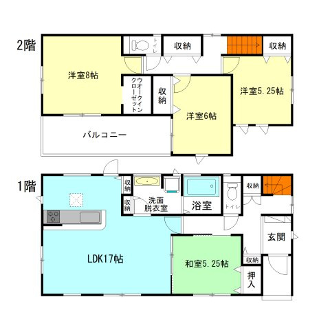 【間取り】 | ブルーミングガーデン高崎市八千代町1丁目ー① | 全居室南向き！水回りを最短距離で結んだラクラク家事同線！
キッチンには食洗器付き！