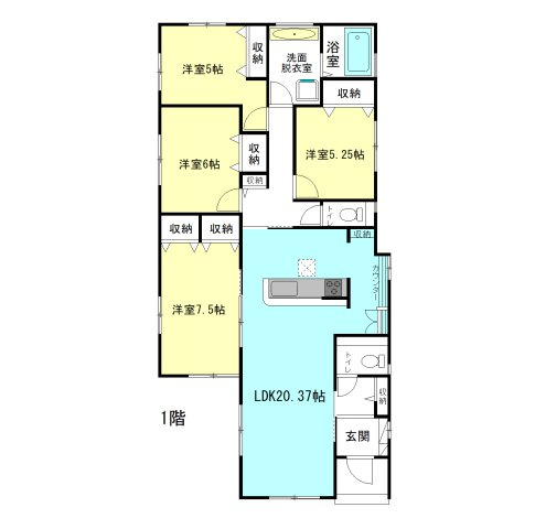 【間取り】 | ブルーミングガーデン高崎市八千代町1丁目ー② | 人気の平屋住宅登場です！キッチンには食洗器付き！