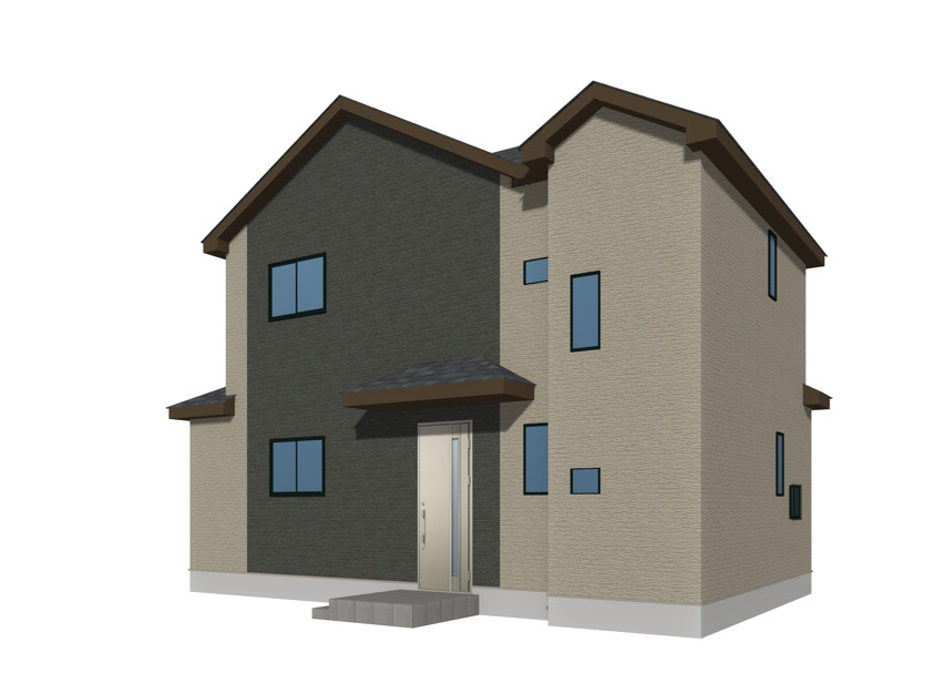 大塚町小原田　B号棟の外観パース