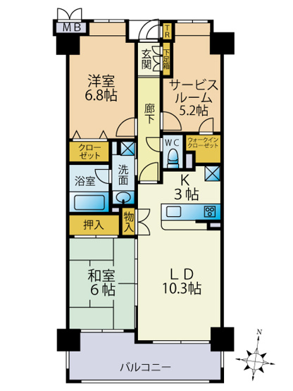 【間取り】 | モナーク三島 中古マンション EM05826 | モナーク三島　間取り図