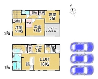 【間取り】 | 宇宿6丁目　新築戸建　1