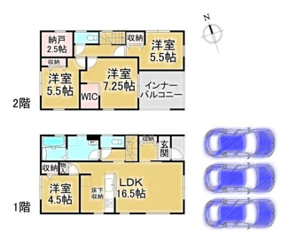 【間取り】 | 宇宿6丁目　新築戸建　2