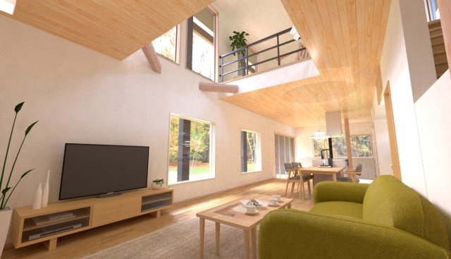 中軽井沢 借宿 新築戸建 暮らしの延長に自然のある家(2025年12月竣工予定)の完成予想図