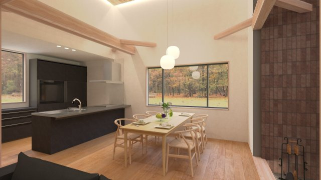 南軽井沢 新築戸建 スキップフロアの映える家の完成予想図