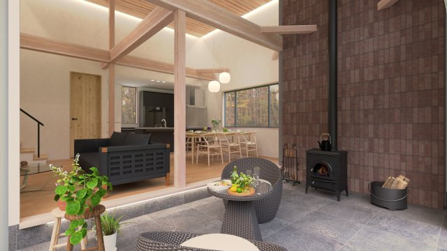 南軽井沢 新築戸建 スキップフロアの映える家の完成予想図