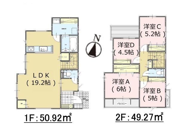 福岡市早良区有田5丁目第1-3棟(1号棟)の区画図|配置図(1号棟)