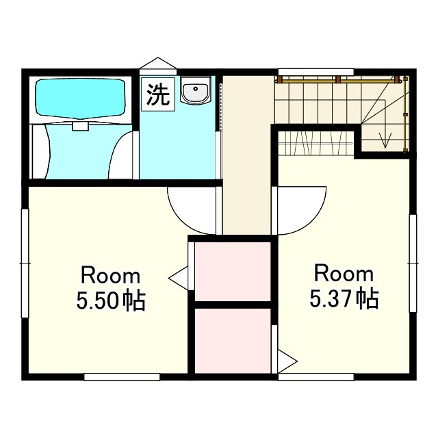 【新築戸建建売】八戸市長根4丁目の間取り|２F：洋室5.50帖、洋室5.37帖、浴室、洗面室