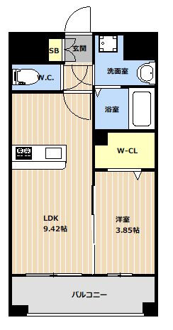 LIBTH薬院PREMIERの間取り