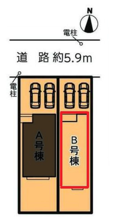 ハートフルタウン(春)名東区香流9期　全２棟　新築戸建　B号棟の区画図