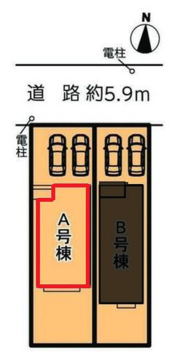 ハートフルタウン(春)名東区香流9期　全２棟　新築戸建　A号棟の区画図