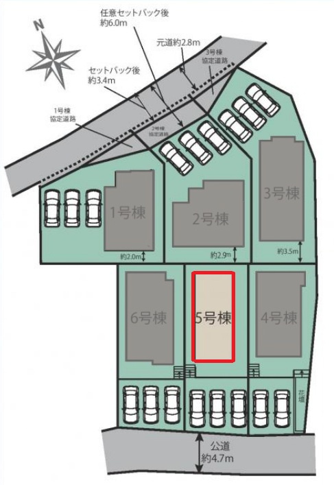 名古屋市名東区高針4丁目　全6棟　新築戸建　5号棟の区画図