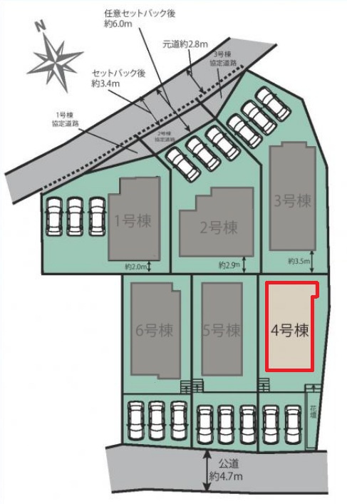 名古屋市名東区高針4丁目　全6棟　新築戸建　4号棟の区画図