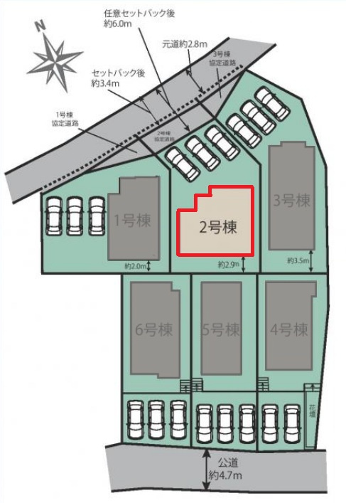 名古屋市名東区高針4丁目　全6棟　新築戸建　２号棟の区画図