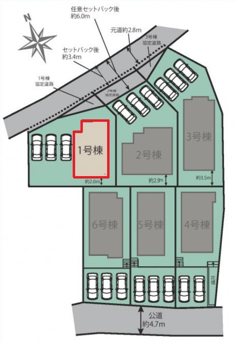 名古屋市名東区高針4丁目　全6棟　新築戸建　１号棟の区画図