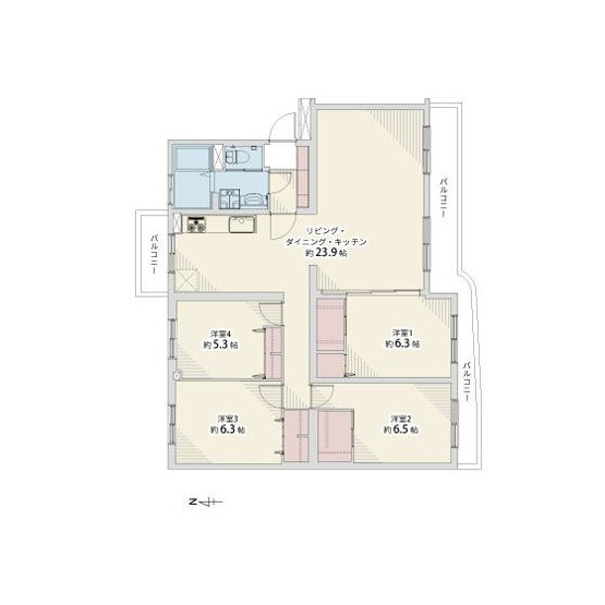 【間取り】 | サンライフＡ棟 | 2面バルコニー付なので室内は明るく風通し良好です。リフォーム済みで気持ちよく新生活を始められます