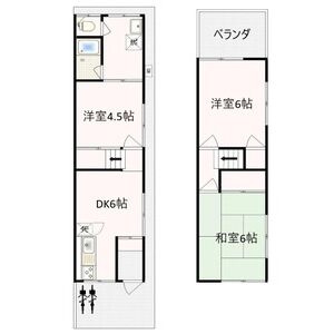 門真市大池町テラスハウスの間取り