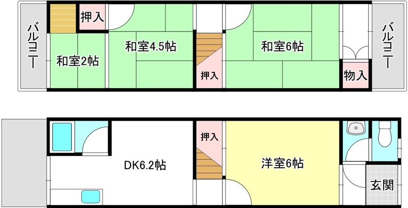 明美の里町テラスハウスの間取り