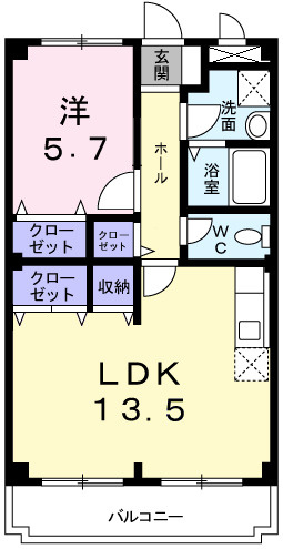 神戸市西区伊川谷町有瀬の賃貸マンションの間取り