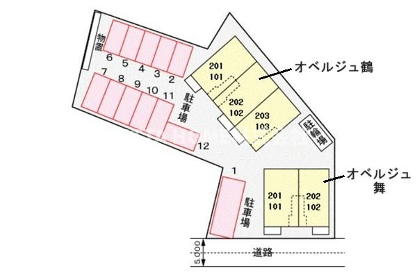 舞鶴市字引土のアパートの区画図