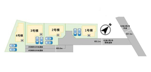 福岡市西区今津第14-4棟（1号棟）の区画図|配置図（1号棟）