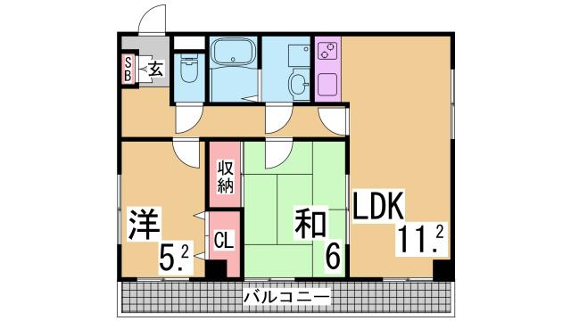 神戸市兵庫区門口町の賃貸マンションの間取り