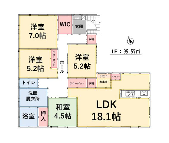 福岡市西区今津第14-4棟（3号棟）の間取り|全居室収納付きで便利です。