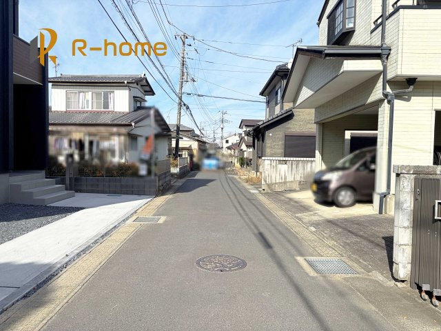 水戸市姫子4期　新築戸建て　1号棟の前面道路含む現地写真|堂々！建物完成♪実際のお部屋をご見学可能です♪
ご見学が一番の資料！お気軽にお問い合わせ下さい♪