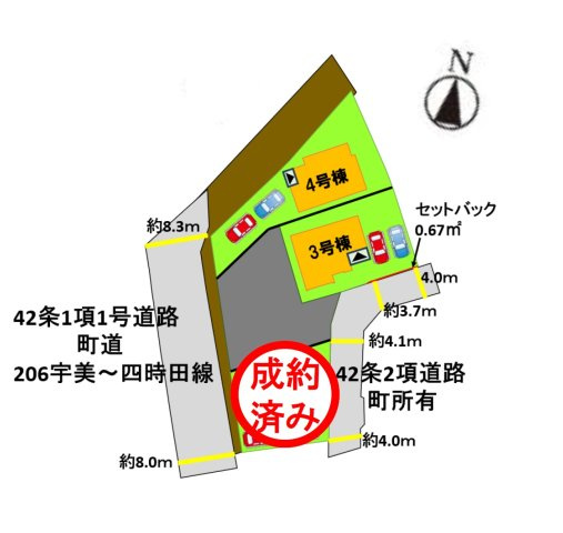 糟屋郡宇美町若草1丁目第4-3棟(4号棟)の区画図|配置図(4号棟)