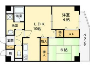東大阪市高井田元町２丁目の賃貸マンションの間取り