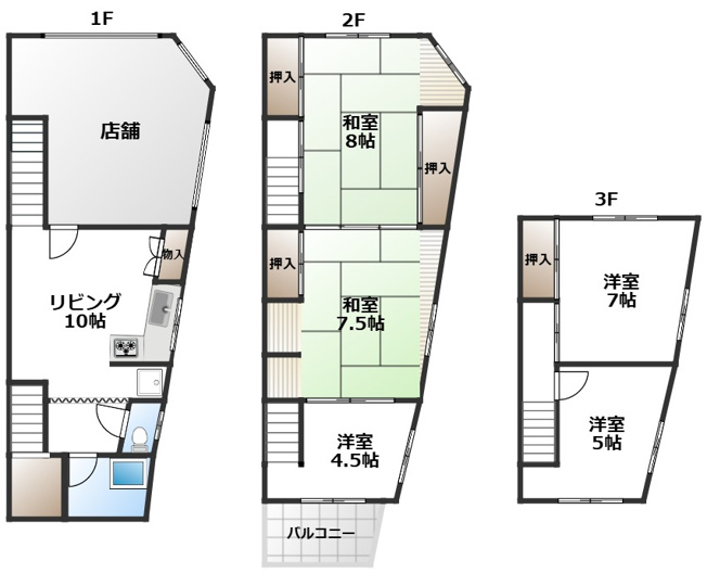 【間取り】 | 旭区大宮2店舗戸建て