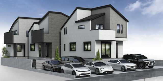 横浜市港南区日限山1丁目 新築戸建て【仲介手数料無料】カースペース2台の外観パース