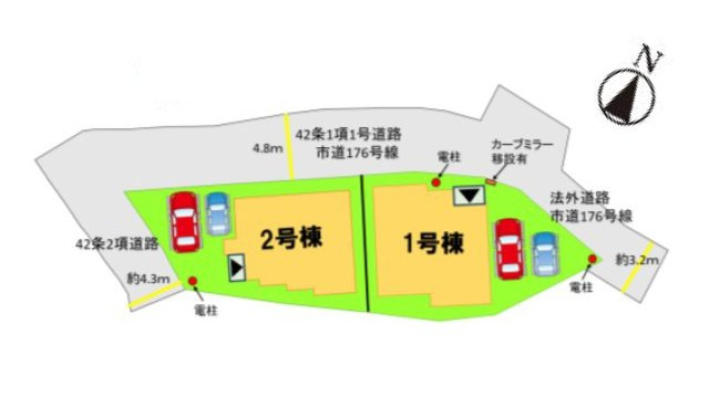 春日市須玖北4丁目第2-2棟(1号棟)の区画図|配置図(1号棟)