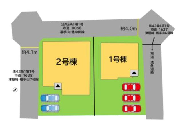 福津市津屋崎2丁目第3-2棟（1号棟）の区画図|配置図（1号棟）