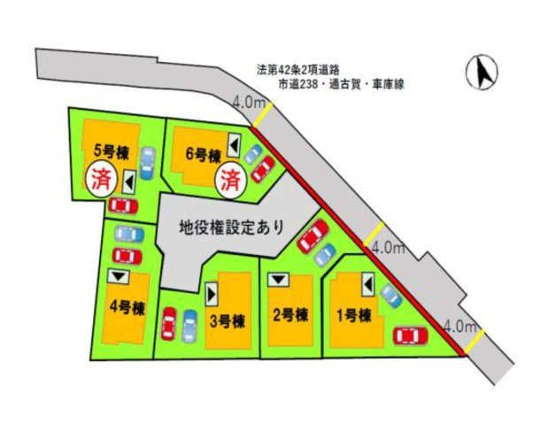 太宰府市通古賀5丁目第3-6棟(2号棟)の区画図|配置図(2号棟)