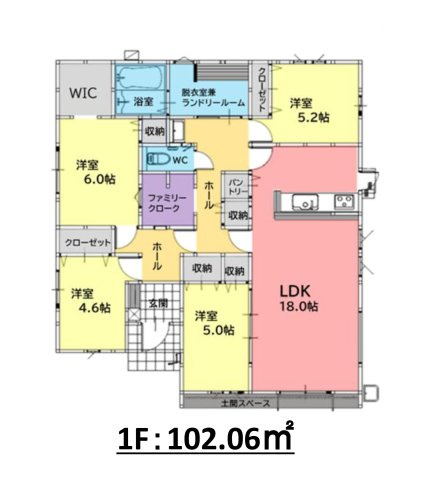 福津市津屋崎2丁目第3-2棟（2号棟）の間取り|全居室収納付きで便利です。
