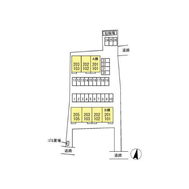 岐阜市鏡島中１丁目のアパートの駐車場