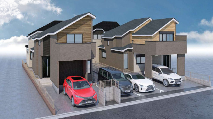 練馬区石神井台8丁目　ZEH水準住宅　全4棟の外観パース