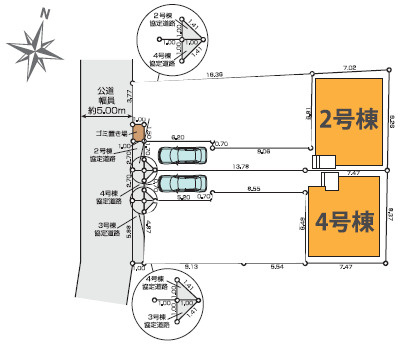 練馬区石神井台8丁目　ZEH水準住宅　全4棟の区画図|◇2,4号棟 建売り