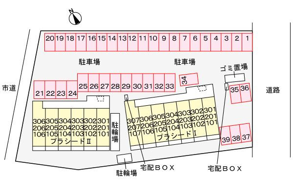 プラシードⅠの駐車場