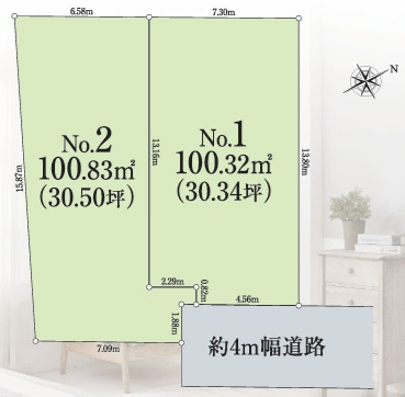 粕谷2丁目・売地・1区画の区画図