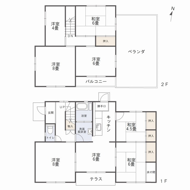 中古住宅（中区湊）の間取り|戸建でもなかなかない8Kの間取り。2Fには広々としたベランダがあります。