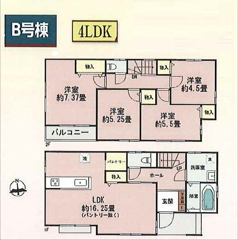 【間取り】 | 川越市中台　全6棟　B号棟 | ４LDK