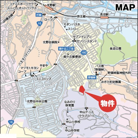 『八王子市土地』八王子市中山500【仲介手数料無料】の地図|～仲介手数料無料☆八王子ひなた不動産～八王子市中山　売地